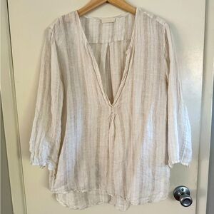 Women’s 3/4 length CP Shades gauzy linen top